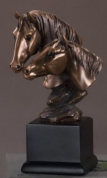 Double Horse Heads Sculptural Bust